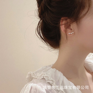 Bijoux Huiyuan, accessoires, aiguille en argent S925, design unique, boucles d'oreilles en perles de qualité supérieure, boucles d'oreilles en perles naturelles, boucles d'oreilles de niche - Product Image 3