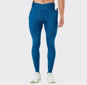 Leggings de compression sans couture taille haute écologiques pour femme, tenue de sport respirante en spandex bleu extensible - Product Image 1