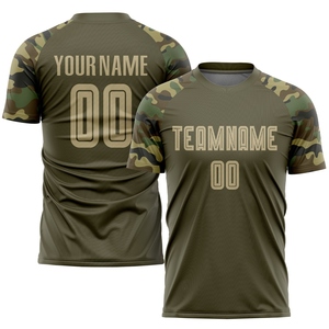 Maillot de football personnalisé de qualité supérieure, motif Olive Vegas Gold-Camo, sublimation, hommage aux forces armées, vente en gros directe. - Product Image 1