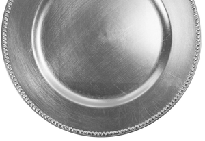 Silver Beaded Rim Charger Plate Wholesale Metal Service Plate Decorative Underplate for Wedding Banquet Tableware Event Decor - Product Image 5