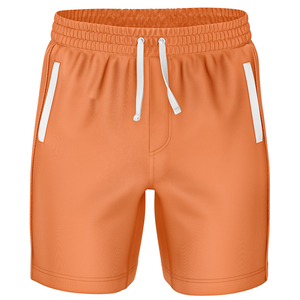 Pantalones Cortos Deportivos de Punto de Secado Rápido para Hombre, Color Naranja, con Franja Lateral, Cintura Elástica, Corte Casual, Cierre con Cordón - Product Image 2