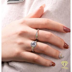 Luxury Round Cut Moissanite Engagement <b>Ring</b> 925 Sterling <b>Silver</b> Bridal Jewelry Custom <b>Statement</b> <b>Ring</b> for Women Wedding Gift - Product Image 4