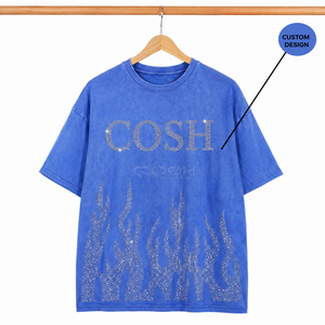Camiseta de Algodón Azul Extra Grande para Hombre de Cosh International con Estampado de Llama con Pedrería, Estilo Casual Urbano, Manga Corta, Cuello Redondo - Product Image 5