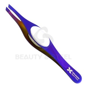 Pince à épiler professionnelle à pointe inclinée avec poignée ergonomique en caoutchouc pour une épilation de précision et un soin du visage - Product Image 5