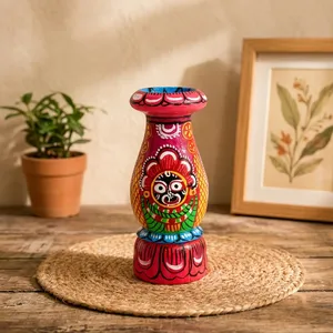 Auténtico Florero Pintado a Mano con Imagen del Señor Jagannath, Artesanía Tradicional de Odisha, Decorativo, Exportador Mayorista de Flores para Pascua - Product Image 5