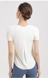 Camisetas Casuales de Manga Corta para Mujer, 300G, Alta Calidad, Transpirables, Anti-Pilling, Mezcla de Algodón y Spandex, Cuello Redondo, Corte Ajustado - Product Image 3