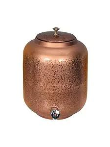 Pure Copper Water <b>Dispenser</b> Tank with Tap Traditional Copper Matka Ayurvedic Storage Pot for <b>Drinking</b> Water - Product Image 5