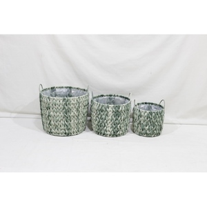 Set of 2 Two Tone PE Rattan Woven <b>Plant</b> <b>Pot</b> Stand Outdoor Flower Planter <b>Holder</b> Basket with Metal Frame - Product Image 6