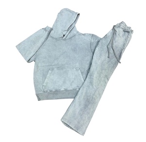 Ensemble de survêtement unisexe à capuche, couleur unie, manches longues, pantalon à cordon de serrage, tenue décontractée d'automne, 100 % coton, teint en pièce, coupe classique - Product Image 6