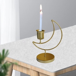 New Arrival Gold Polished Moon Metal Candle Stand Customized Votive Holder Elegant Luxury Sustainable Handmade Weddings Diwali - Product Image 1