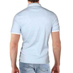 เสื้อโปโลแขนสั้นสีเบจสำหรับผู้ชายพร้อมปกและปลายแขนลายสีน้ำตาลผ้าฝ้ายอ็อกซ์ฟอร์ดระบายอากาศได้ดี - Product Image 5