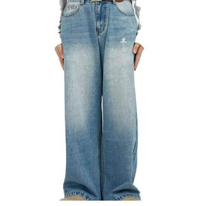 Jean droit en denim de coton délavé style vintage Hip Hop Streetwear pour homme, 100% coton, coupe skate noire - Product Image 4