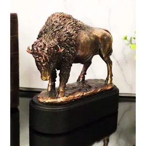 Bronze Bull Figurine <b>Gold</b>-Plated Animal Sculpture Art Collectible Decorative <b>Statue</b> Cast Metal Craft - Product Image 1