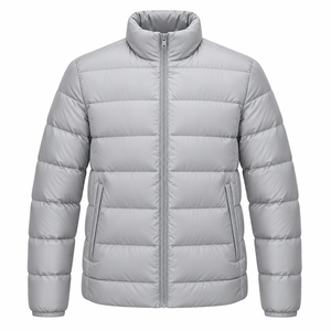 100% Cotton Winter Windbreaker Zip Closure Soft Material Casual <b>Waterproof</b> Men's Lightweight Solid <b>Hooded</b> <b>Puffer</b> <b>Jacket</b> - Product Image 4