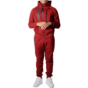 Conjunto Deportivo Unisex con Capucha, Color Sólido, Cierre Completo, Sudadera y Pantalones Casuales, Transpirable, de Poliéster, para Otoño, Talla Adulto - Product Image 2