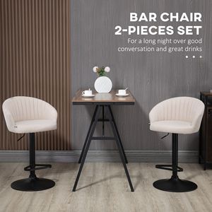 Sgabelli da Bar Moderni Regolabili con Seduta Girevole in Tessuto Effetto Lino, Struttura in Acciaio, Poggiapiedi, Materiale PU Beige - Per Bar o Uso Domestico - Product Image 4