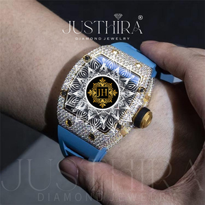 Reloj Automático de Cuarzo para Hombre con Correa de Goma Azul y Caja con Diamantes, Suministro Directo de Fábrica, con Esfera de CRISTAL DE ZAFIRO - Product Image 5