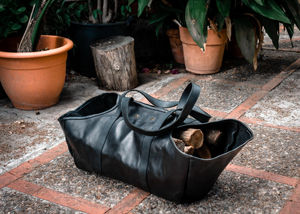 Regalo para el hogar: Porta leños de cuero, bolsa de almacenamiento de leña, bolsa para leña, portaleños de cuero - Product Image 2