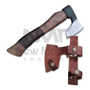 Hache industrielle personnalisée en acier forgé style tomahawk, avec manche en bois de rose et étui en cuir de qualité supérieure - Product Image 1