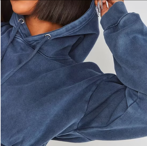 Custom Plus Size Cropped Long Sleeve Tracksuit Hip Hop Acid Wash Sweatshirts OEM Women's Streetwear High Waist Cropped Pullover - Product Image 6