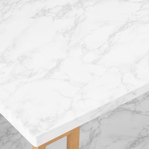 Mesa de Centro Simple de Dos Niveles con Estructura de Hierro Dorado, 106 x 50 x 48 cm, Rectangular, con Superficie de PVC Imitación Mármol - Product Image 4