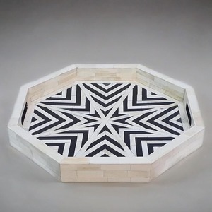 Bandeja de mesa de centro moderna con incrustaciones de hueso, plato decorativo hecho a mano para servir - Product Image 3
