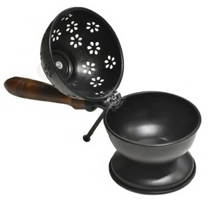 Quemador de Bakhoor de Metal Negro Mate con Mango de Madera, Quemador de Incienso Árabe, Quemador de Oud, Aromático, Ecológico, Hecho a Mano, Decorativo para el Hogar - Product Image 3