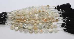 Perles Fantaisie en Quartz Solaire Naturel, Forme Briolette Facettée des Deux Côtés, Type Pièce de Monnaie, 12-14 MM - Product Image 4