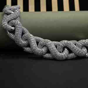 Gent's Hip Hop Emerald Diamond <b>Bracelet</b> 14kt <b>Solid</b> Gold 61.87CT DOPE JEWELLS With Exclusive Design <b>Silver</b> Plated For Party - Product Image 2