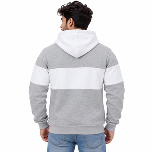 Sudadera con capucha gris de algodón al por mayor, de forro polar grueso y suave, con cremallera completa, logotipo personalizado, ajuste regular, informal, para hombre - Product Image 2