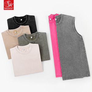 Camiseta sin Mangas de Algodón 100% de <span class=keywords><strong>Alta</strong></span> Calidad para Hombre, Estilo Vintage Lavado, Diseño Deportivo Tejido, Talla Grande, Venta al Por Mayor - Product Image 4