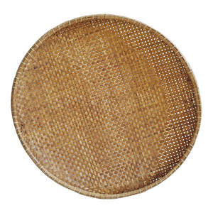Plateau rond en bambou personnalisé, plateau décoratif tissé, plats de service, ensemble de plateaux de service pour la décoration de la maison, rangement pour plateaux - Product Image 1