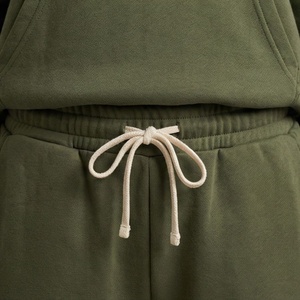 Conjunto de Sudadera con Capucha de 2 Piezas para Mujer, Color Verde Oliva, Felpa, Corte Holgado Informal, Sudadera y Pantalones Deportivos, Manga Larga, Color Sólido, para Todas las Temporadas - Product Image 5