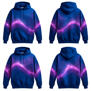 Sudadera con Capucha Extra Grande de Algodón Grueso para Hombre, Color Azul Rey, con Diseño Artístico de Aurora Púrpura, Prenda de Moda de Lujo - Product Image 4