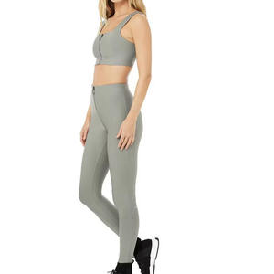Ensemble de sport pour femmes, soutien-gorge de sport zippé et legging, tenue de yoga sportive, ensemble 2 pièces, ensemble de fitness pour la gym, vêtements de sport sans couture - Product Image 1