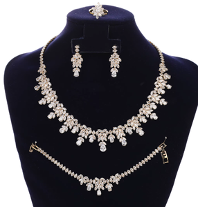 Orelia Luxe Luxury Trendy <b>Bridal</b> <b>Jewelry</b> <b>Set</b> Necklace Earring Ring Bracelet Collection Moissanite 18K Gold Plated Wedding Party - Product Image 2