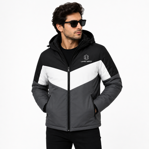 Men's Color Block Hooded Puffer Jacket Waterproof Windproof Winter Warm <b>Quilted</b> Outdoor Casual Coat OEM ODM Custom Logo - Product Image 1