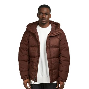 Veste matelassée marron foncé personnalisée pour homme, vente en gros, manteau chaud rembourré à capuche, vêtements d'extérieur d'hiver pour homme, OEM Premium - Product Image 2