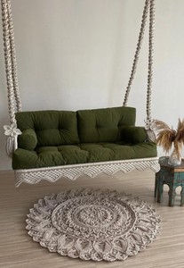 Balançoire de balcon en macramé, Chaise de jardin, Chaise suspendue, Balançoire berçante, Balançoire suspendue pour véranda, Balançoire de balcon, Balançoire de style campagnard - Product Image 3