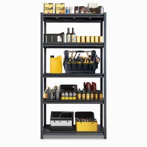 Scaffali da Garage Regolabili da 183 cm, 5 Ripiani, Capacità 2200 LBS, Organizzatori Metallici per Stoccaggio, Scaffalature Utilitarie per Magazzino - Product Image 2