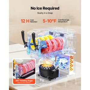 Macchina 2-in-1 per Slushie e Bevande Congelate Commerciale, Serbatoi da 3L/100oz, Nessun Ghiaccio Necessario, Autopulente, Uso Domestico - Product Image 3