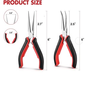 2-Piece 6" Needle Nose Pliers Set – Mini Long Nose & Bent Nose Precision Pliers | <b>Small</b> Fine Tip Jewelry Making <b>Tools</b> - Product Image 2