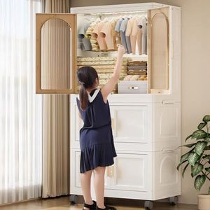 Armadio Pieghevole Laterale da 65 cm con Porta Magnetica, Armadietto in Plastica con Ruote 40 cm x 145 cm, Unità Singola - Product Image 5