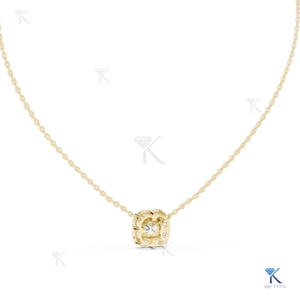 Collar con Colgante de Diamante Cultivado en Laboratorio, Corte Cojín, Estrella del Norte de 8 Puntas, Color Blanco E, Oro de Lujo, para Aniversario - Product Image 6