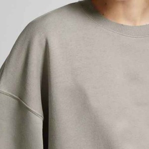 Sudadera Oversize de Cuello Redondo para Mujer, Color Sólido, Hombros Caídos, Manga Larga, 100% Algodón, Transpirable, Estilo Tejido Otoñal - Product Image 5
