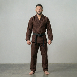 Uniforme de Taekwondo Marron Premium avec Ceinture Noire, Logo Personnalisé, Tenue d'Entraînement Durable, Vêtements de Sport Professionnels pour Arts Martiaux - Product Image 2