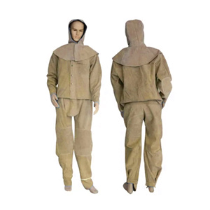 Combinaison de sécurité industrielle complète pour soudeurs, en cuir de vachette épais, ignifuge, résistante aux chocs thermiques et aux étincelles - Product Image 2