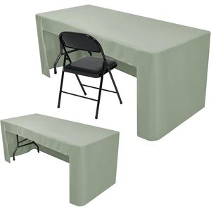 Tovaglia Verde Salvia 6 Piedi, Confezione da 2, in Tessuto Lavabile Antipiega, Copritavolo Pieghevole con Apertura Posteriore - Product Image 1