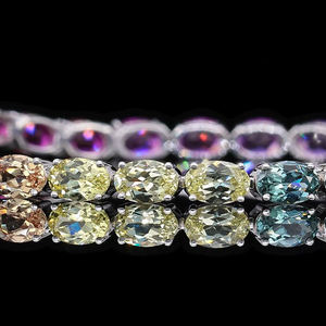 Pulsera de tenis de oro con zafiro multicolor para mujer, engaste de canal, corte ovalado, joyería de lujo clásica para uso diario - Product Image 3
