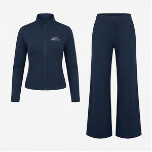 Ensemble de yoga 2 pièces North Approach, fermeture éclair intégrale sur le devant, polaire marine uni, vêtements de sport pour femmes - Product Image 1